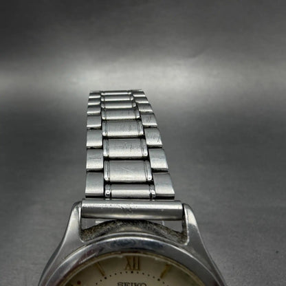Seiko Spirit Watch Men 34mm Cream Dial Silver Tone Date 7n42-6110 New Battery G55
