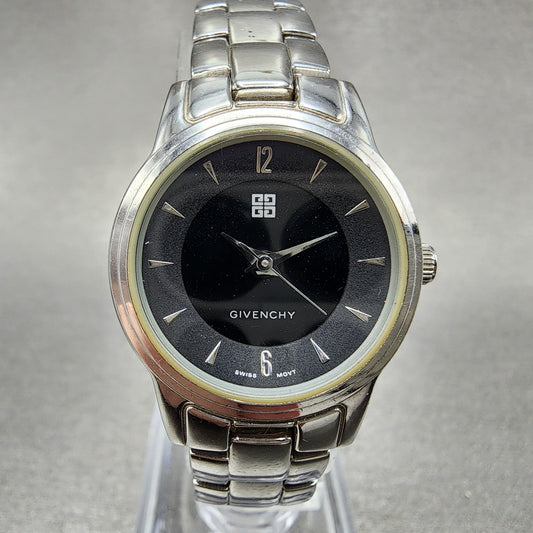 Givenchy Watch Women 24mm Black Dial Stainless Steel Round New Battery