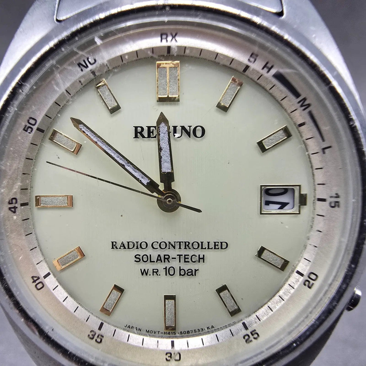 Citizen Reguno Atomic Solar Watch Men 38mm Cream Dial Silver Date PARTS JDM2