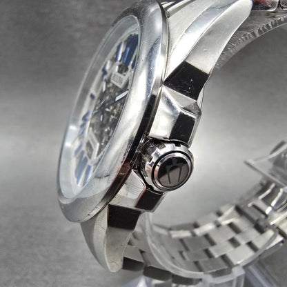 Bulova Sutton Skeleton Automatic Watch Men 43mm Silver Dial Steel 96A187 Works2
