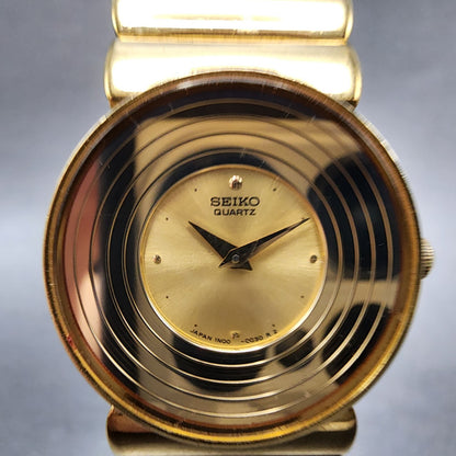 Seiko Watch Women 24mm Gold Dial Gold Tone Round 1N000B59 New Battery1