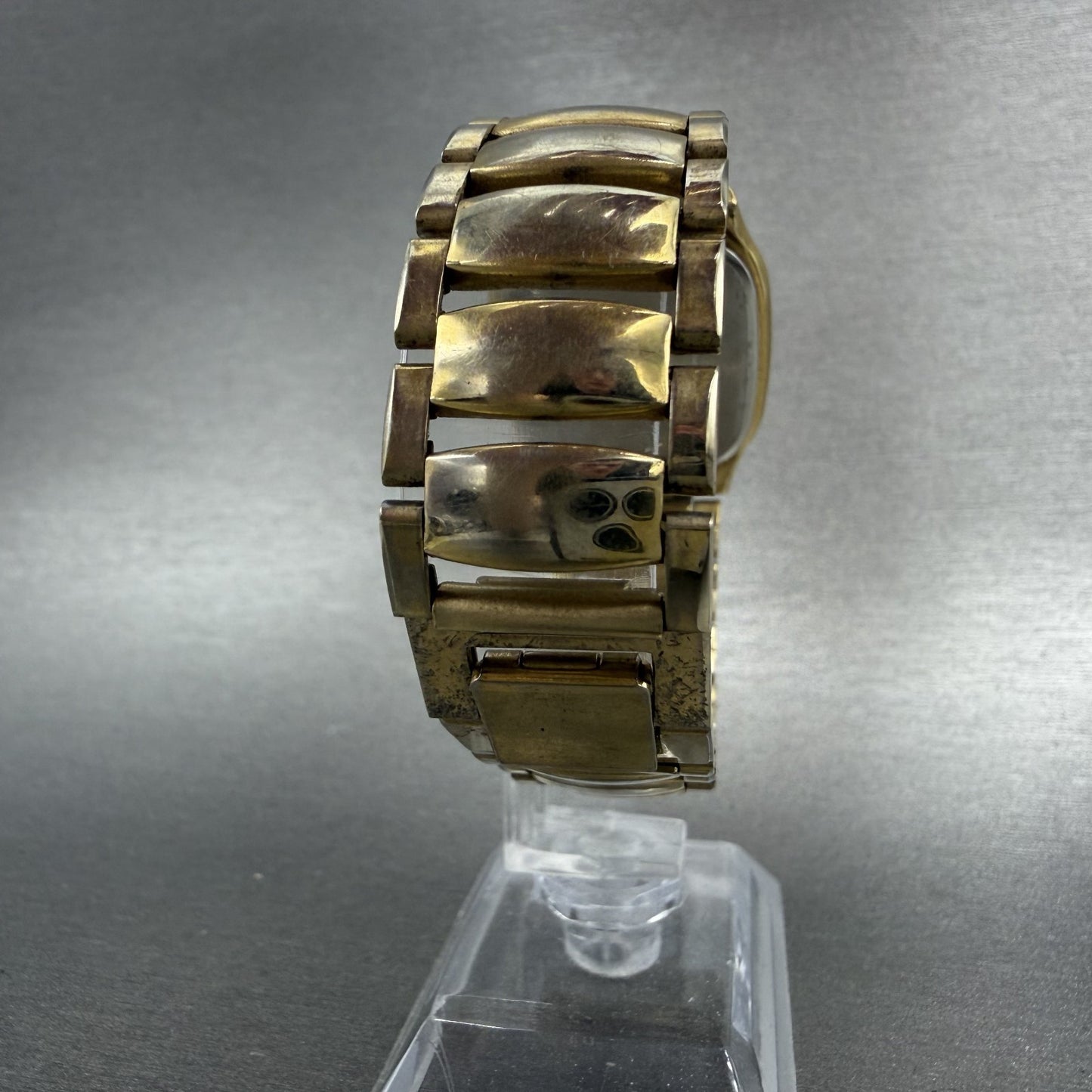 Seiko Tank Watch Men 30mm Gold Dial Gold Tone Rectangle 5y395089 PARTS8