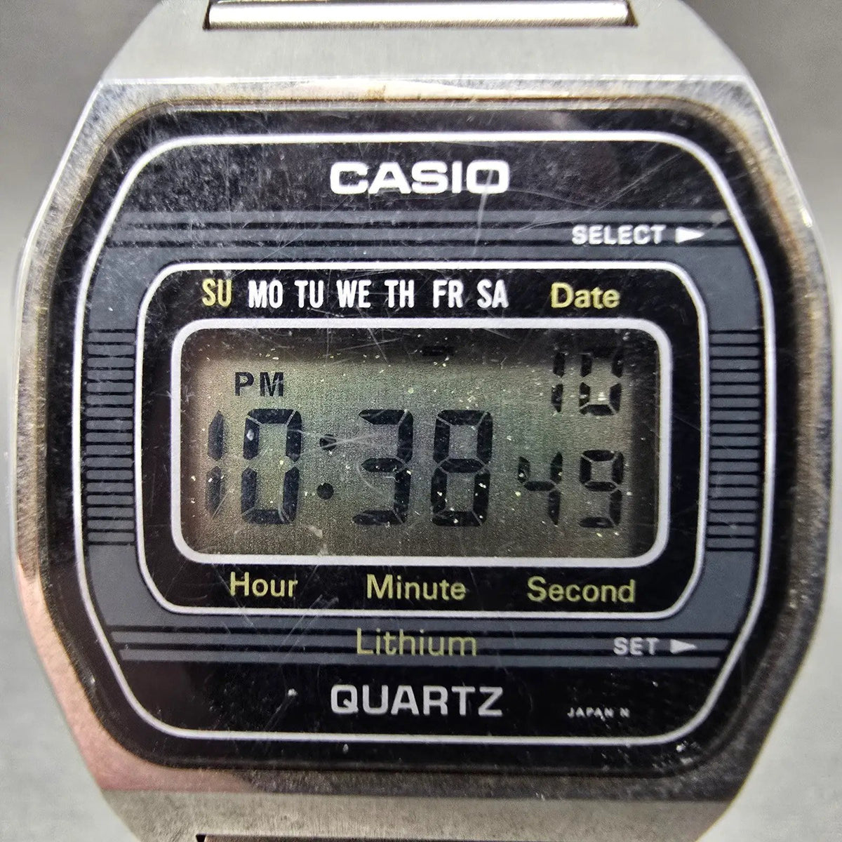 Casio 155-B815 Watch Men 34mm Digital Silver Octagon Daydate New Battery VTG1
