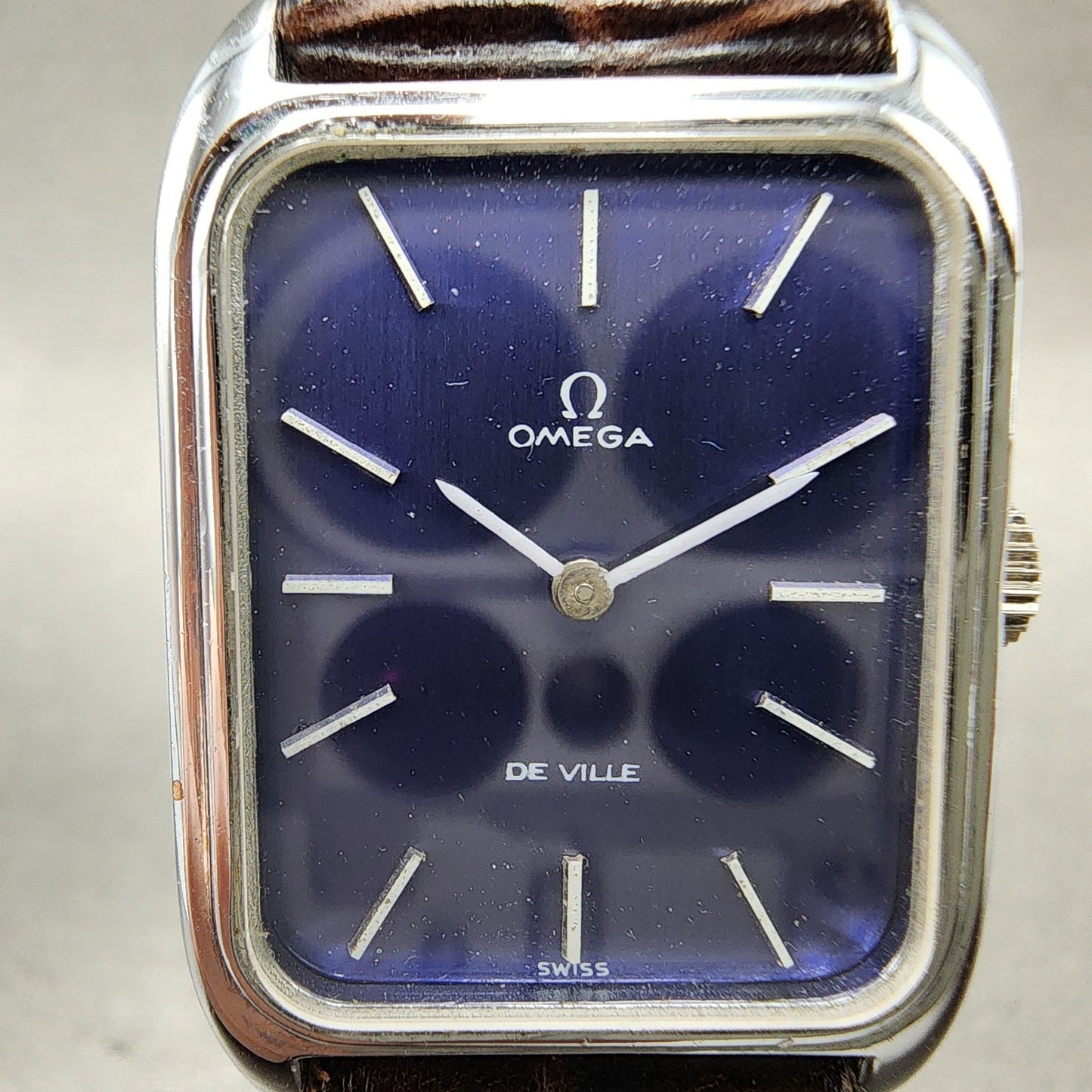 Omega De Ville Tank Watch Unisex 23mm Blue Dial Gold Plated Manual Wind Runs VTG1