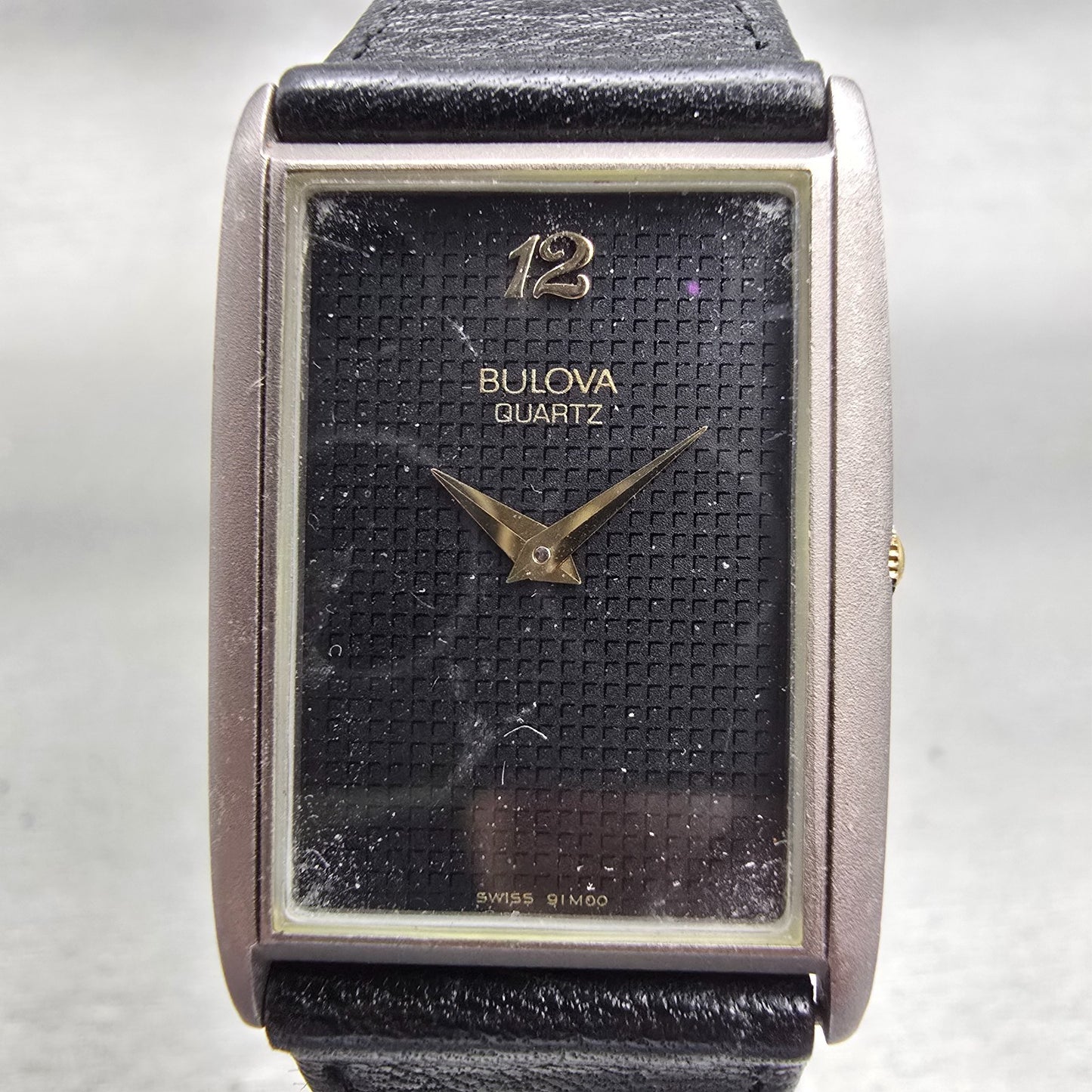 Bulova Watch Women 22mm Black Dial Silver Tone Rectangle 91M00 New Battery1