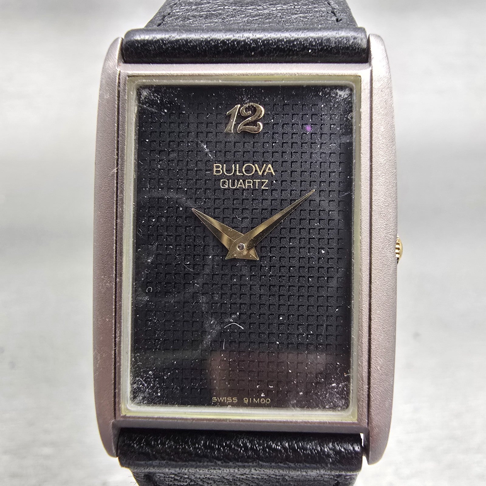 Bulova Watch Women 22mm Black Dial Silver Tone Rectangle 91M00 New Battery1