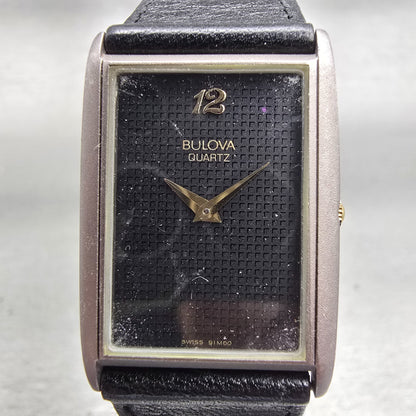 Bulova Watch Women 22mm Black Dial Silver Tone Rectangle 91M00 New Battery1