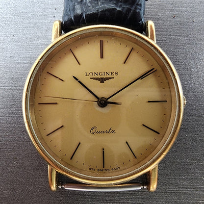 Longines Watch Men 32mm Gold Dial Gold Tone Round 6407 977 VTG PARTS2