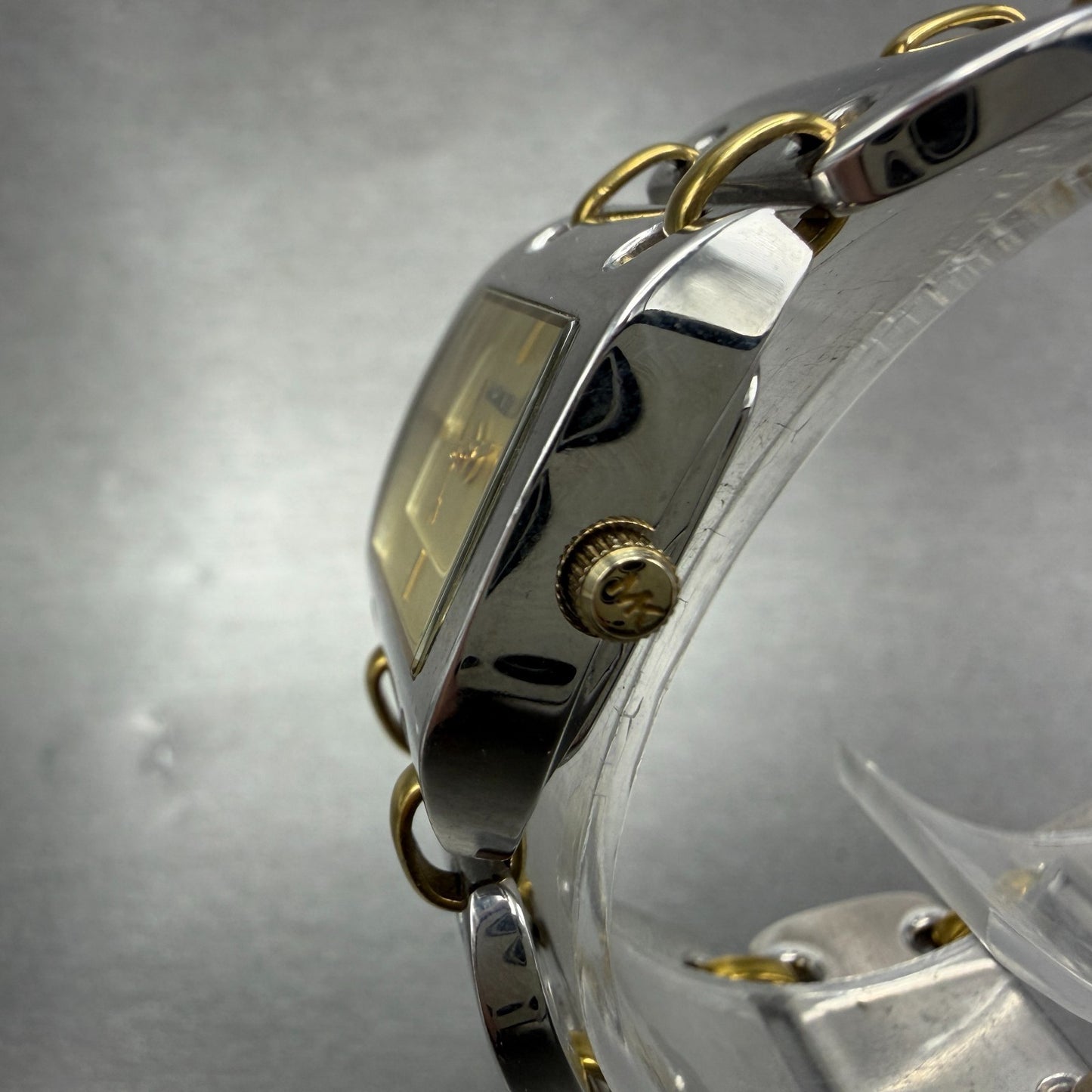 Michael kors Watch Women 25mm Champagne Dial Two Tone Rectangle MK-3082 New Batt2