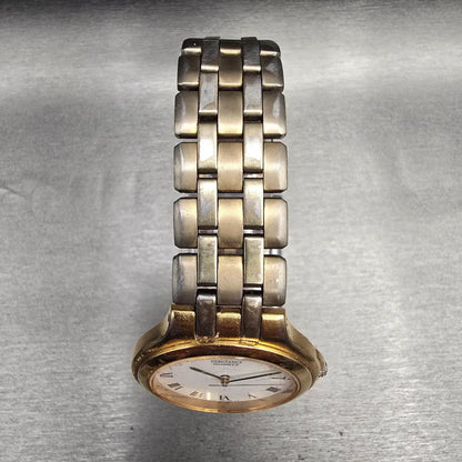 Seiko Watch Men 35mm White Dial Gold Tone Date Round 7N42-7030 New Battery VTG4