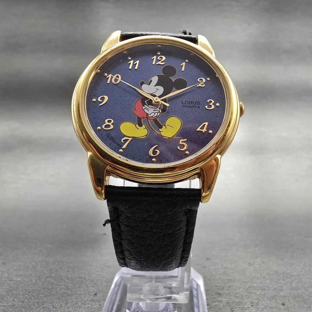 Seiko Lorus Mickey Mouse Watch Men 36mm Blue Dial Gold Tone V501-9A80 New Batt5