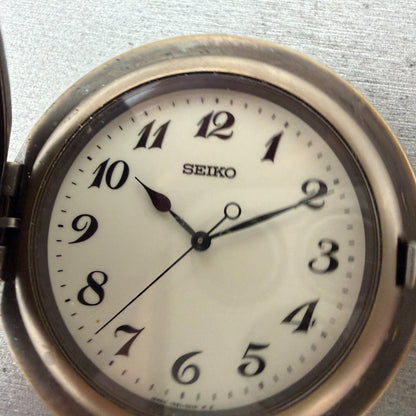 Seiko Pocket Watch Men 45mm White Dial Bronze Tone Round 7N21-0A10 New Battery1
