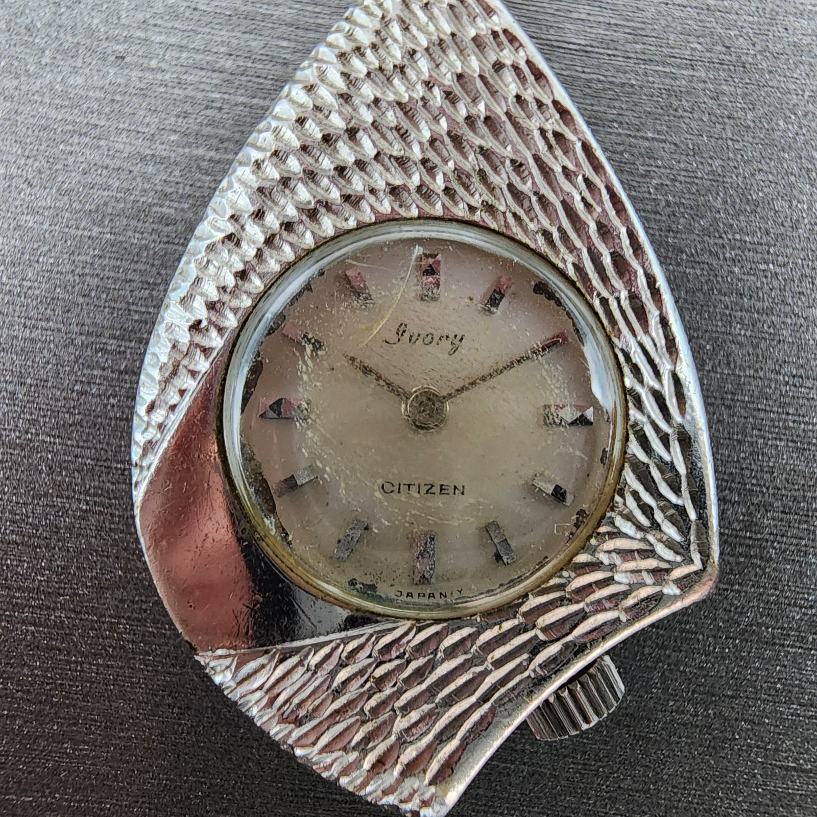 Citizen Ivory Pendent Watch Women White Dial Silver Tone Asymmetrical Manual Run1