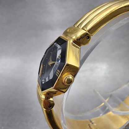 Seiko Watch Women 19mm Black Dial Gold Tone Hexagon 1n005e30 New Battery2