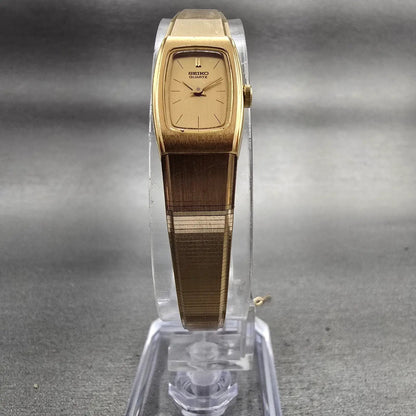 Seiko Tank Watch Women 13mm Gold Dial Gold Tone Rectangle 2E20-5139 New Battery5