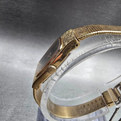 Seiko Watch Women 13mm Black Dial Gold Tone Rectangle 2E20-6139 New Battery VTGL2