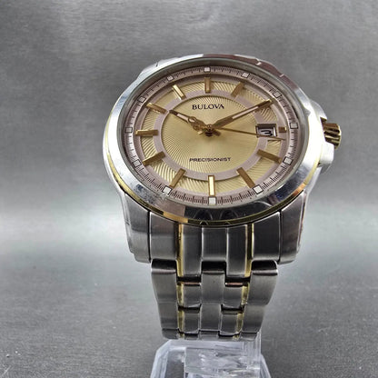 Bulova Precisionist Watch men 42mm Champagne Dial Two Tone Date 98B156 PARTS6