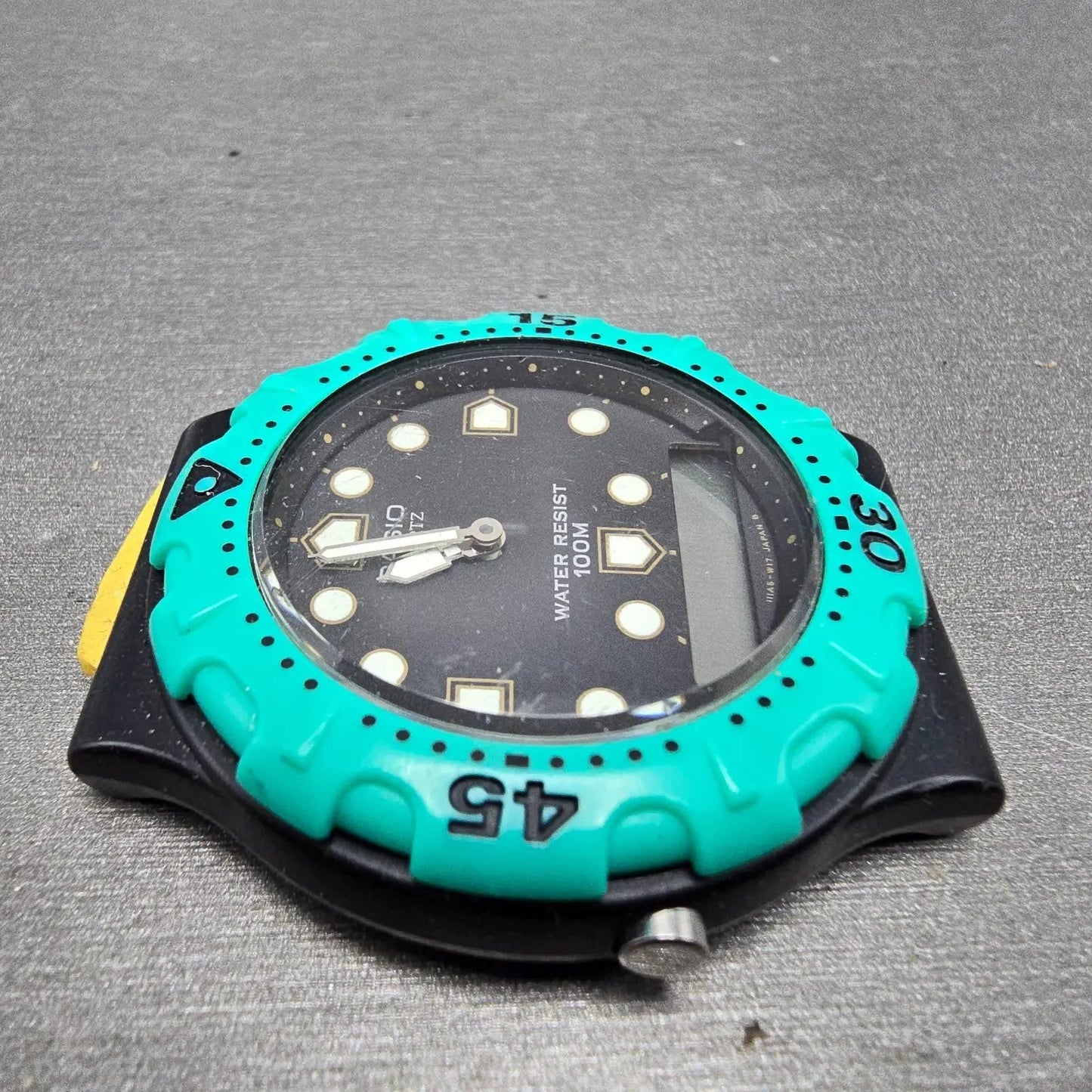 Casio AW-304 Watch Men 40mm Black Blue Alarm Chronograph Analog Digital PARTS4
