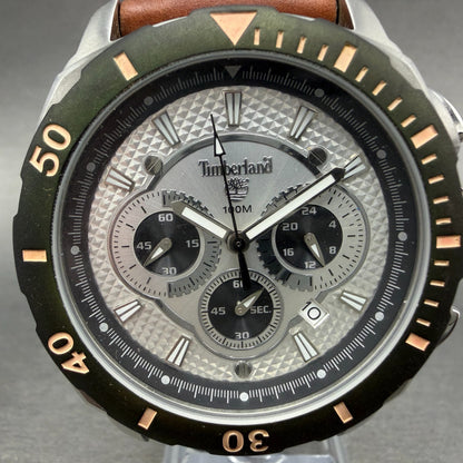 Timberland Chronograph Watch Men 45mm Silver Dial Silver Tone Date  PARTS2