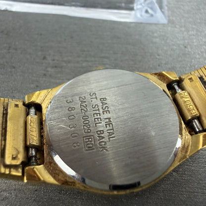 Seiko Watch Women 21mm Champagne Dial Gold Tone Date Round 2A22-0029 New Battery9