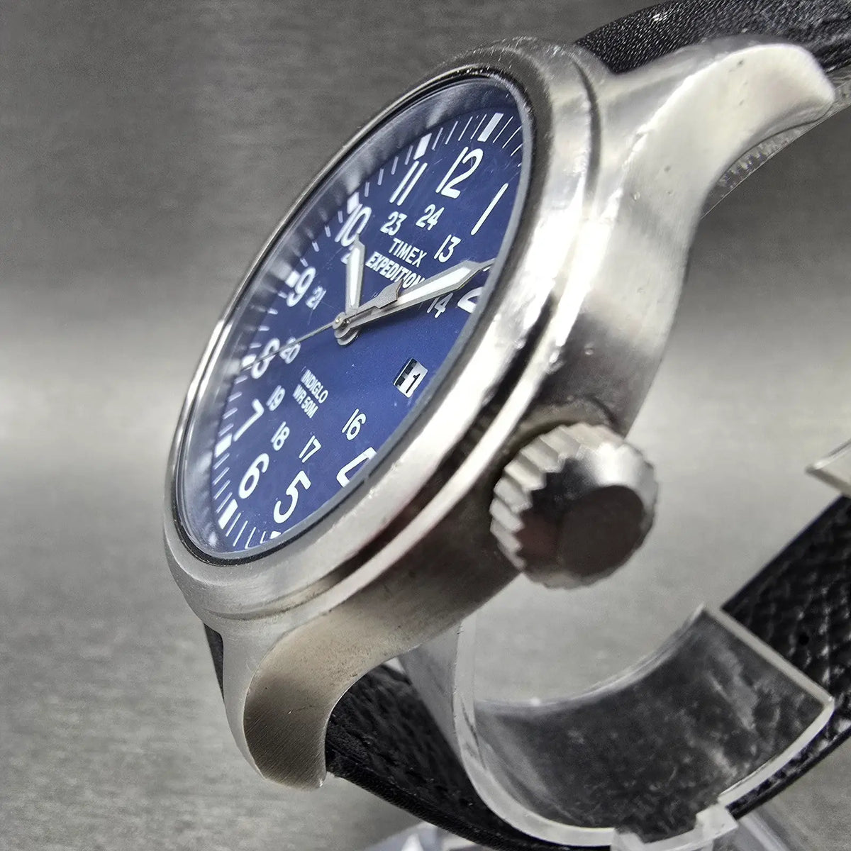 Timex Expedition Scout Watch Men 40mm Blue Dial Silver Date Round New Battery2
