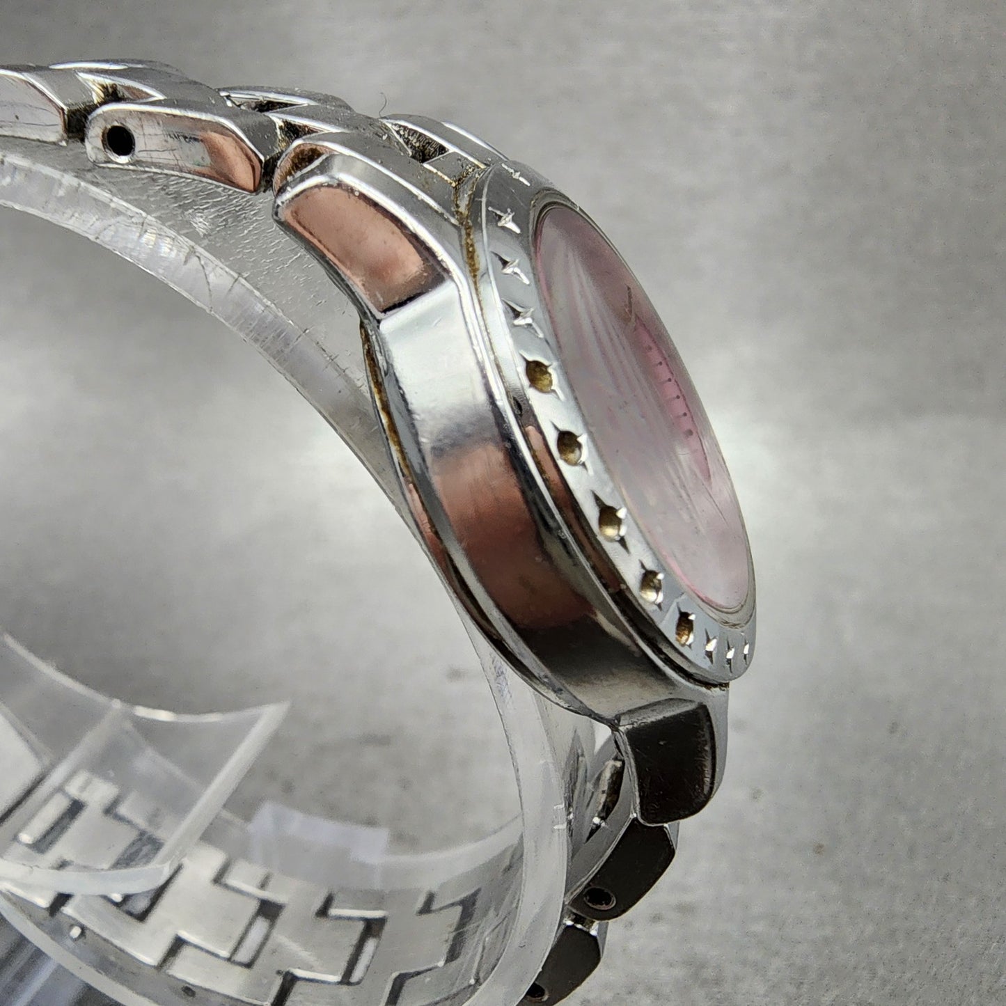 Citizen EcoDrive Wicca Watch Women 25mm Pink Dial Silver Tone Date Round Runs3