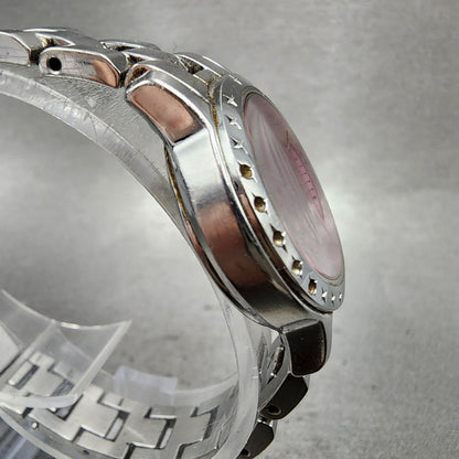 Citizen EcoDrive Wicca Watch Women 25mm Pink Dial Silver Tone Date Round Runs3
