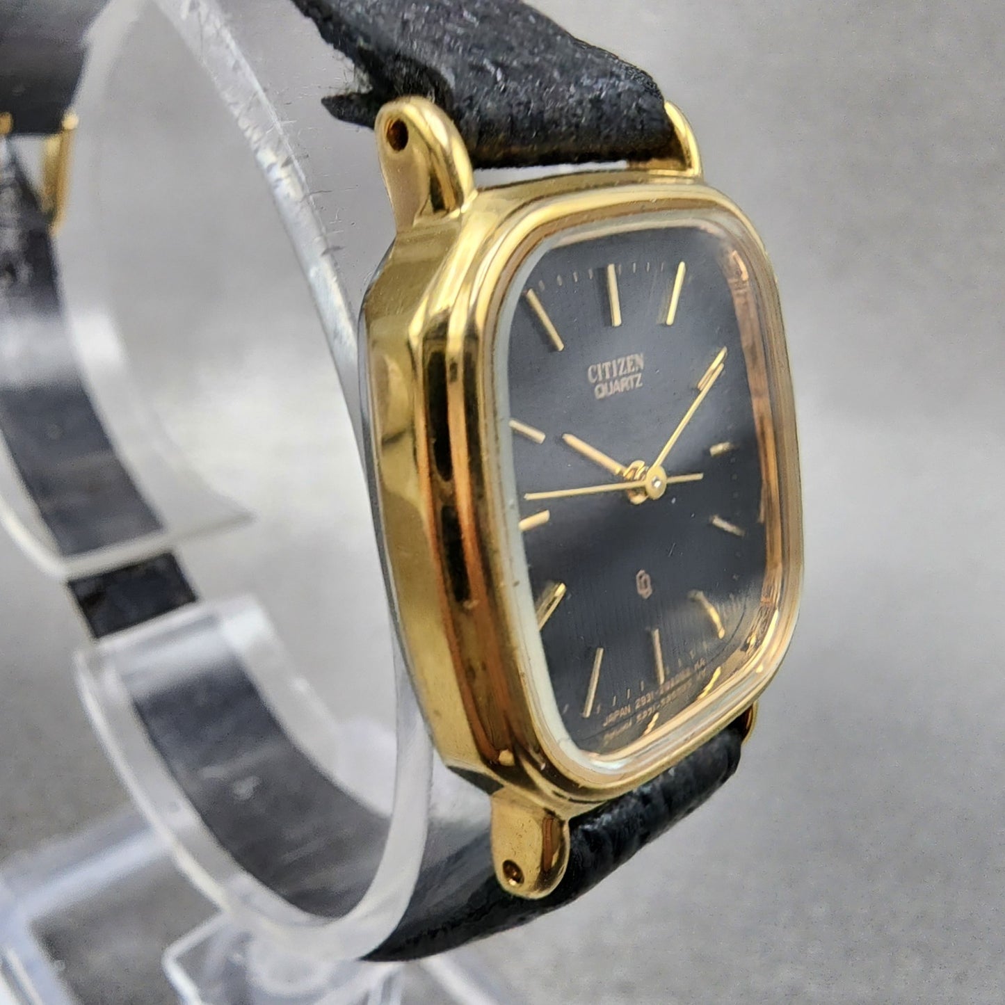 Citizen CQ Tank Watch Women 22mm Black Dial Gold Tone Rectangle New Battery3