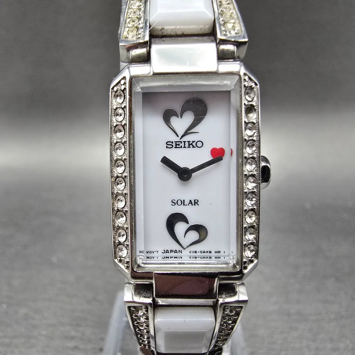 Seiko Tressia Watch Women 16mm White Dial Silver Crystal SUP185 Solar Works0