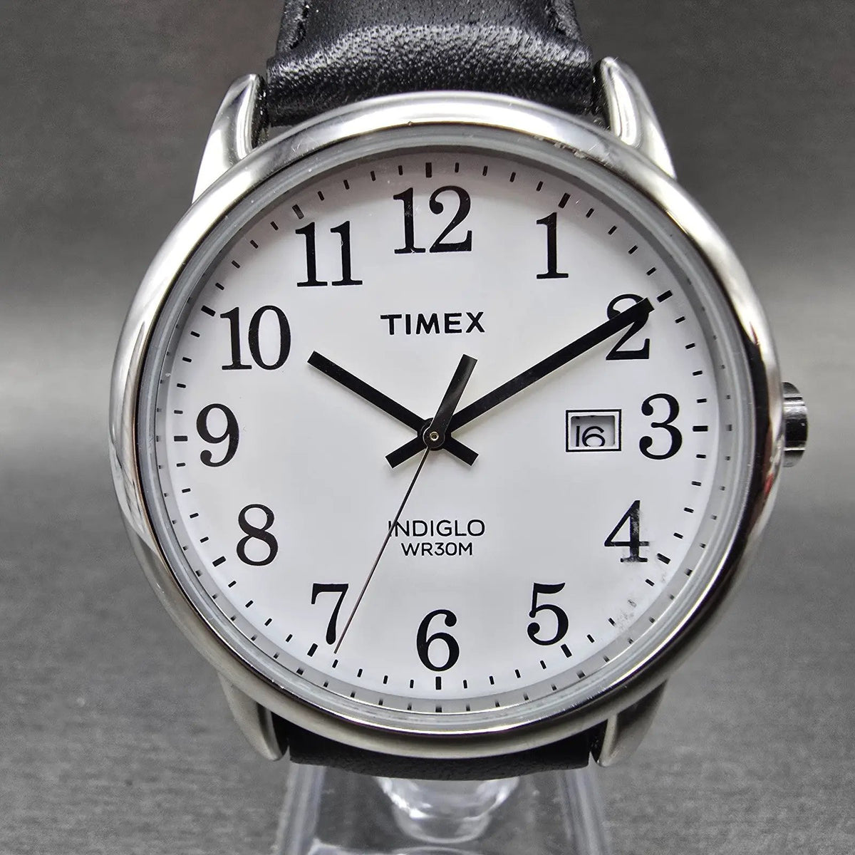 Timex Easy Reader Watch Men 35mm White Dial Silver Round Date New Battery 340