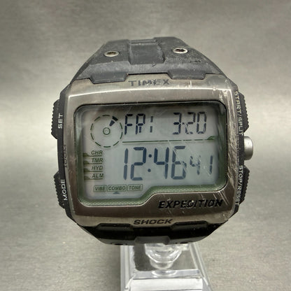 Timex Expedition Grid Shock watch Men 50mm Digital Black Alarm Chrono New Batt0