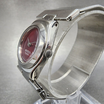 Swatch Irony Passion Watch Women 25mm Red Dial Steel Round YSS190H New Battery2