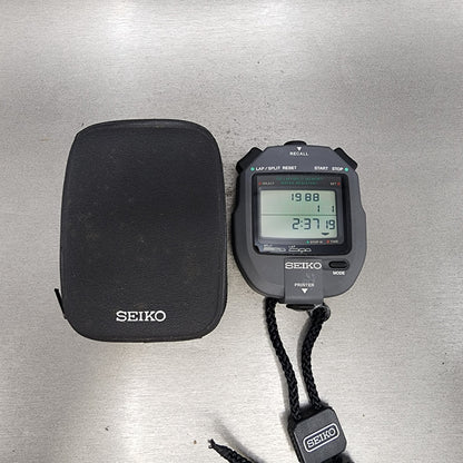 Seiko SVAY006 Stopwatch Digital Gray Tone S1234000 New Battery W/Case0