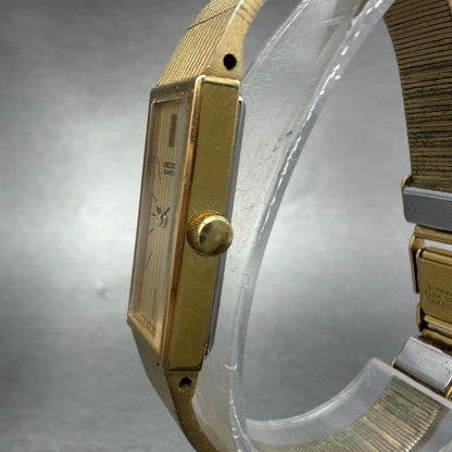 Seiko Tank Watch Women 12mm Champagne Dial Gold Tone Rectangle 1320-5119 New Bat2