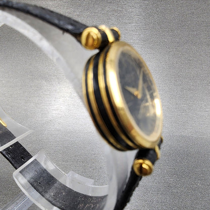 Gucci 2000L Watch Women 21mm Black Dial Gold Tone Round VTG New Battery