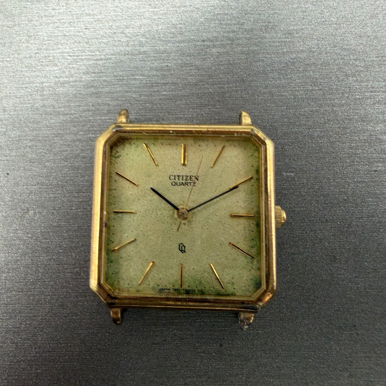 Citizen CQ Watch Men 28mm Champagne Dial Gold Tone Octagon 4-796560 PARTS0