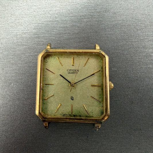 Citizen CQ Watch Men 28mm Champagne Dial Gold Tone Octagon 4-796560 PARTS0