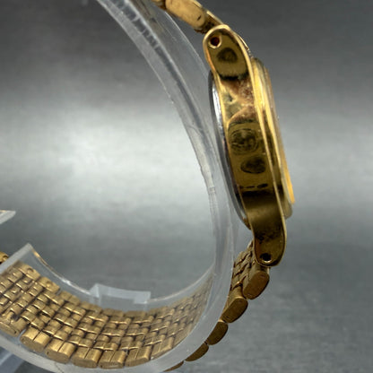 Seiko Watch Women 18mm Gold Dial Gold Tone Oval Vinatge V401-5109 New Battery HB3