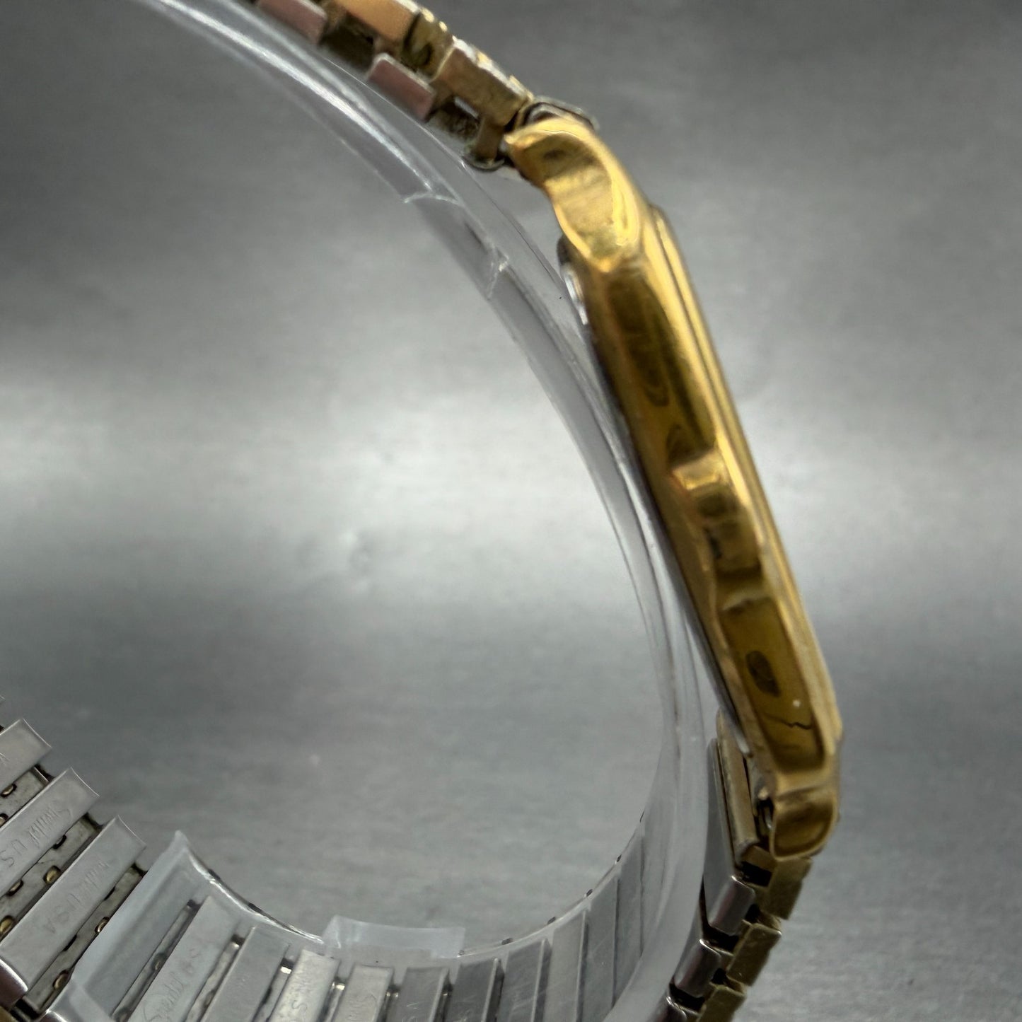 Wittnauer Tank Watch Men 26mm Gold Dial Gold Tone Rectangle New Battery3