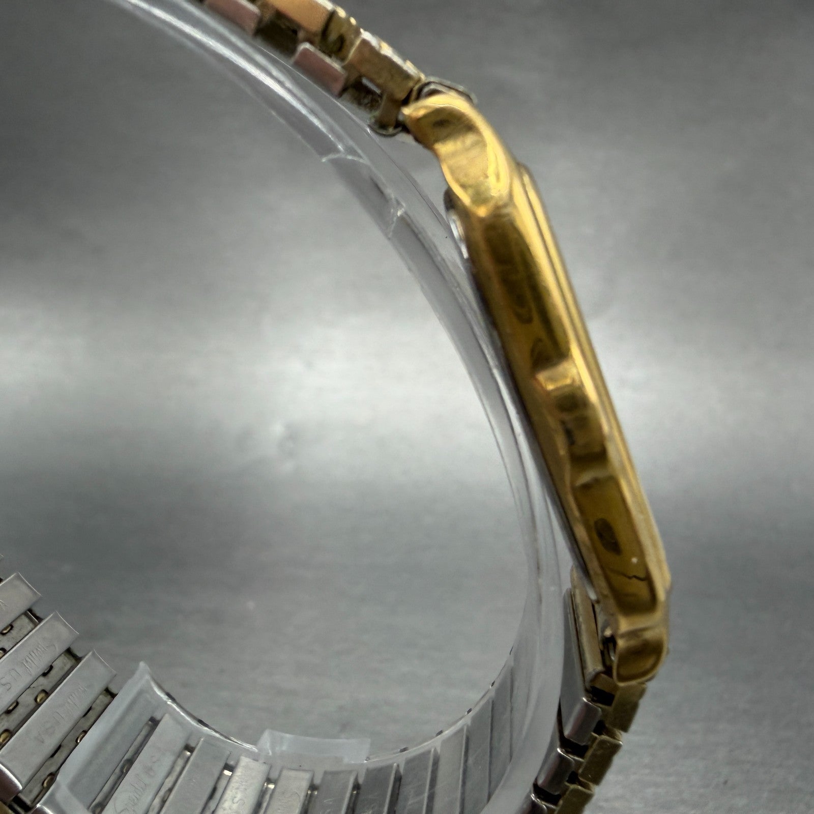 Wittnauer Tank Watch Men 26mm Gold Dial Gold Tone Rectangle New Battery3
