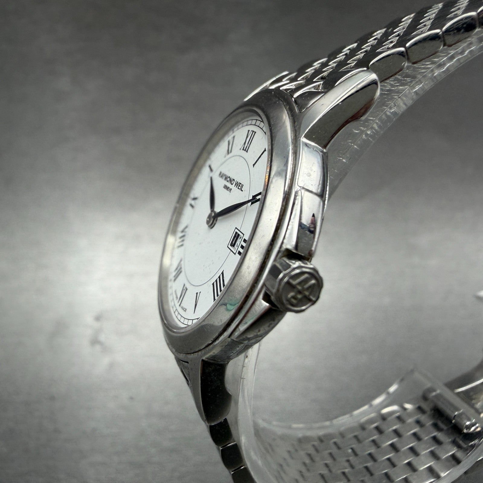 Raymond Weil Tradition Watch Women 28mm White Dial Silver Tone Date 5966 New Bat2
