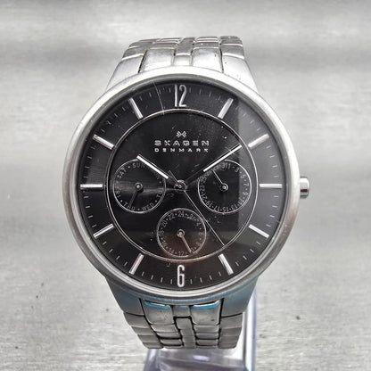 Skagen Denmark Watch Men 38mm Gray Dial Silver Tone Daydate 331XLSXM New Batt LP0