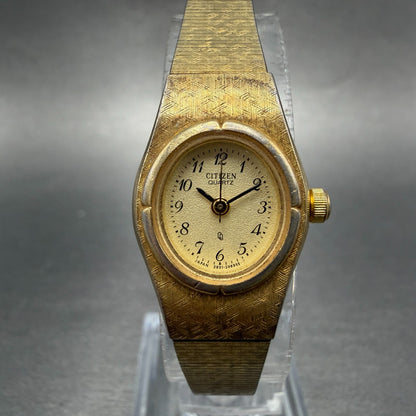 Citizen CQ Watch Women 17mm Champagne Dial Gold Tone Oval 2951-293886 New batt0
