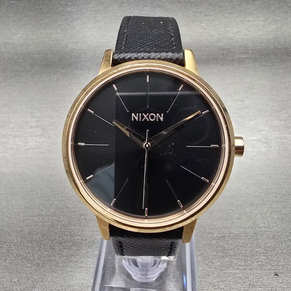 Nixon The Kensington Watch Men 37mm Black Dial Gold Tone Round New Battery0