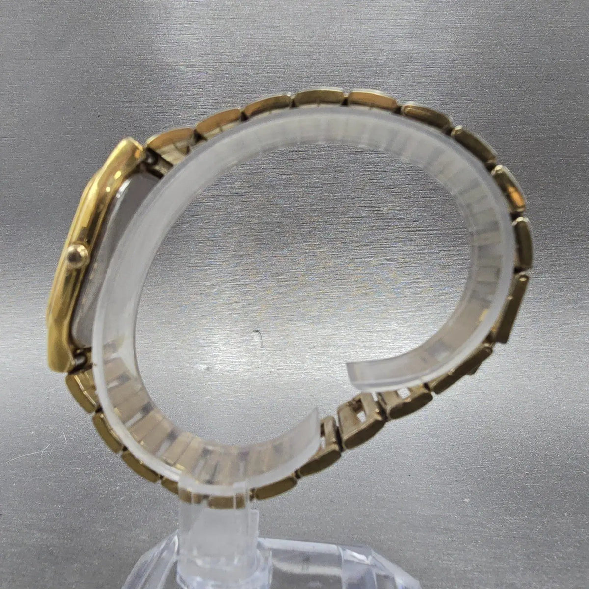 Seiko Tank Watch Men 30mm Gold Dial Gold Tone Rectangle 5y39-5089 PARTS JP7