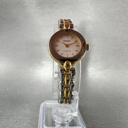 Rado Florence Watch Women 20mm White Dial Two Tone Round 153.3665.2 New Battery5