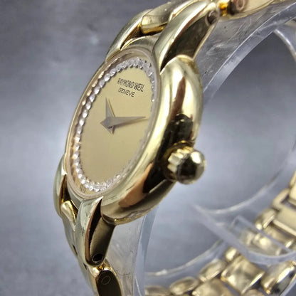 Raymond Weil Watch Women 21mm Champagne Dial Gold Plated Round 3740-1 NewBattery2