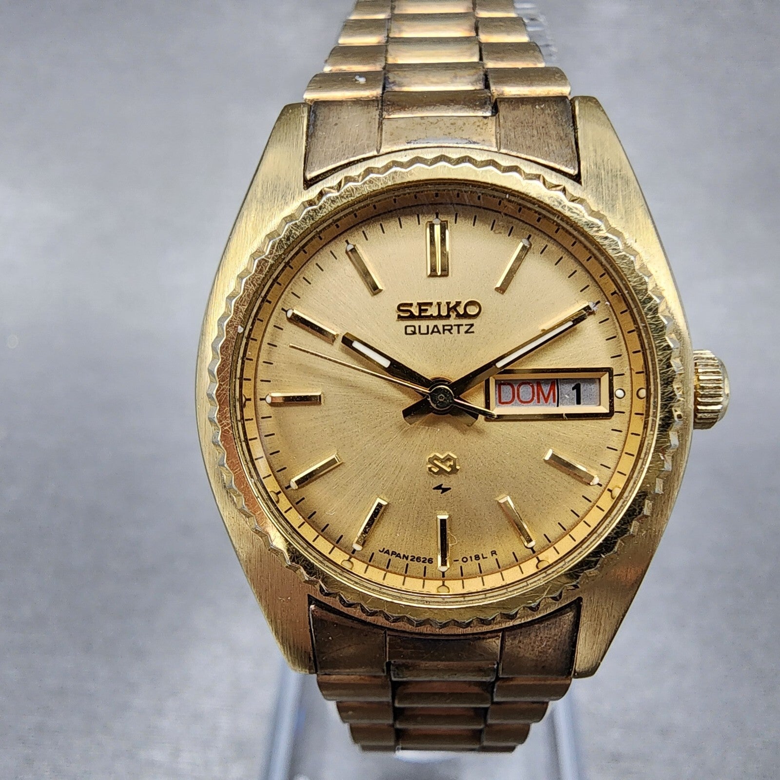 Seiko SQ Watch Women 25mm Gold Dial Gold Tone Daydate 26260159 PARTS2