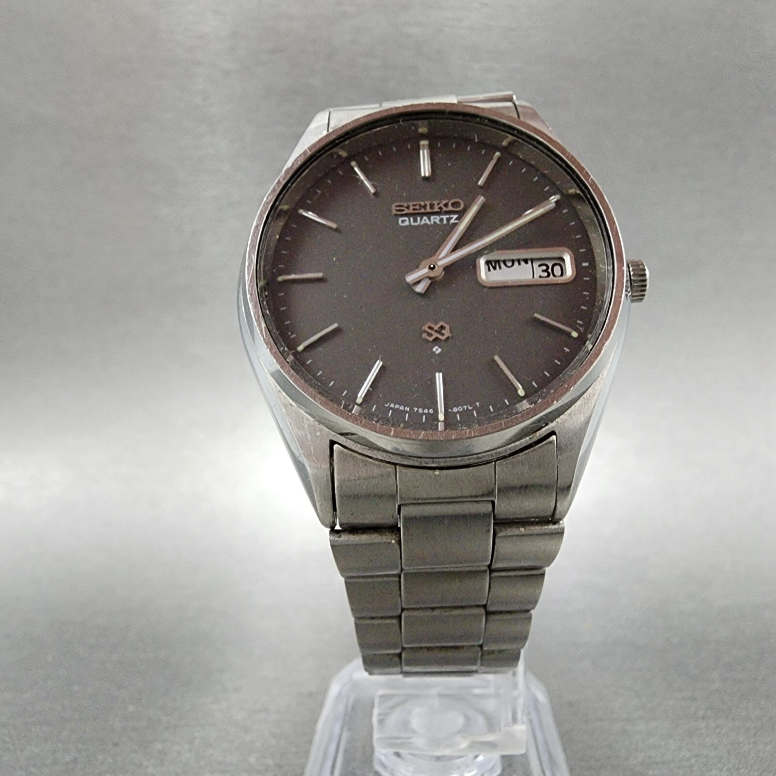 Seiko SQ Watch Men 35mm Gray Dial Steel Daydate Round 75468069 PARTS6