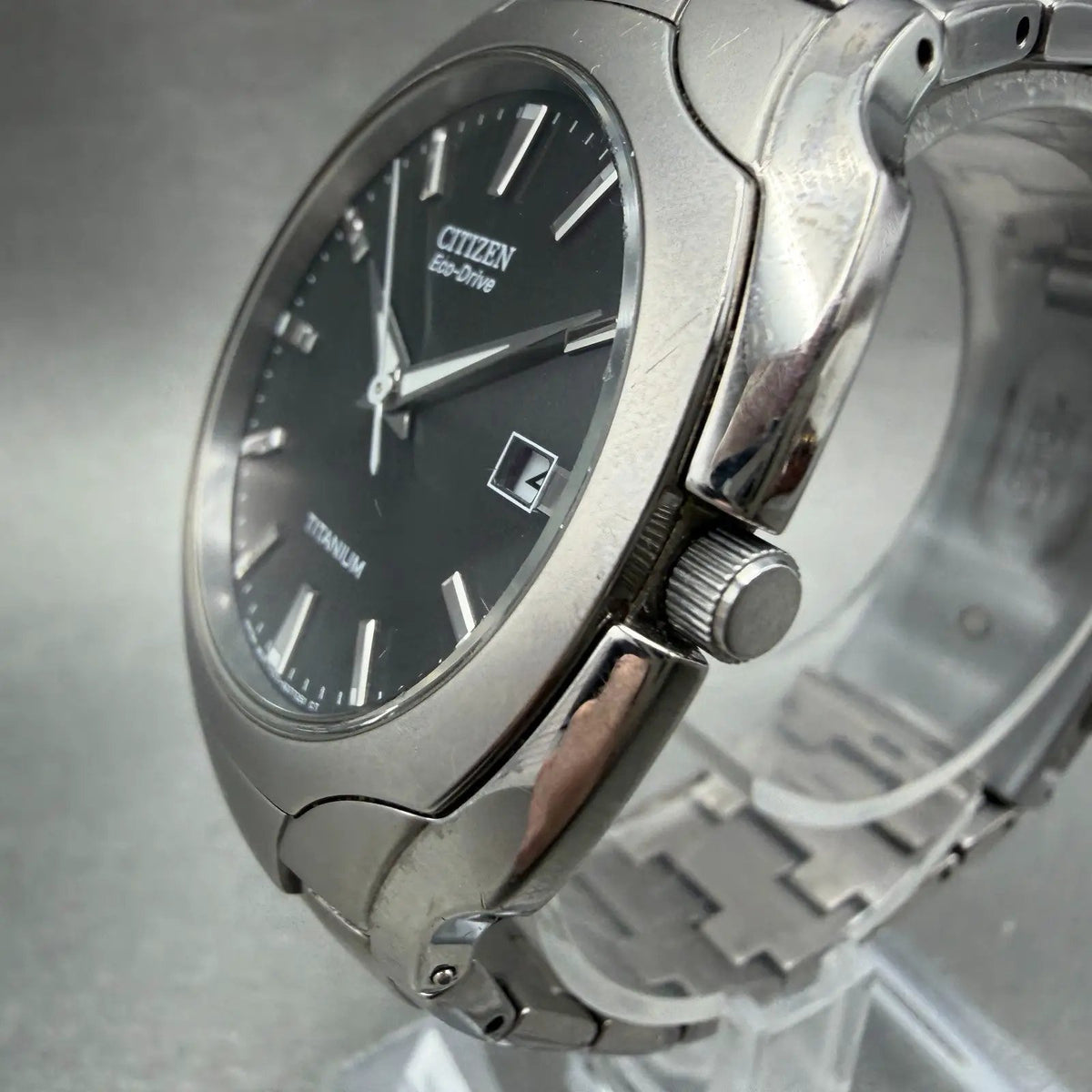 Citizen Eco-Drive Watch Men 38mm Black Dial Titanium Date Round BM6560-54H Runs2